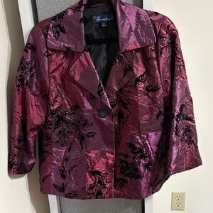 Susan Graver Women's Floral Blazer - Purple and Black